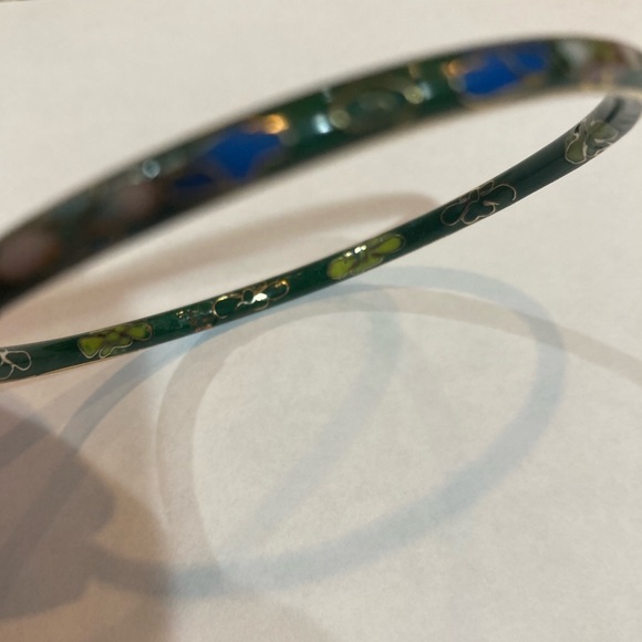 Vintage Cloisonné Bracelet Green Yellow Blue Eggshell Good Condition Rare - Picture 3 of 10
